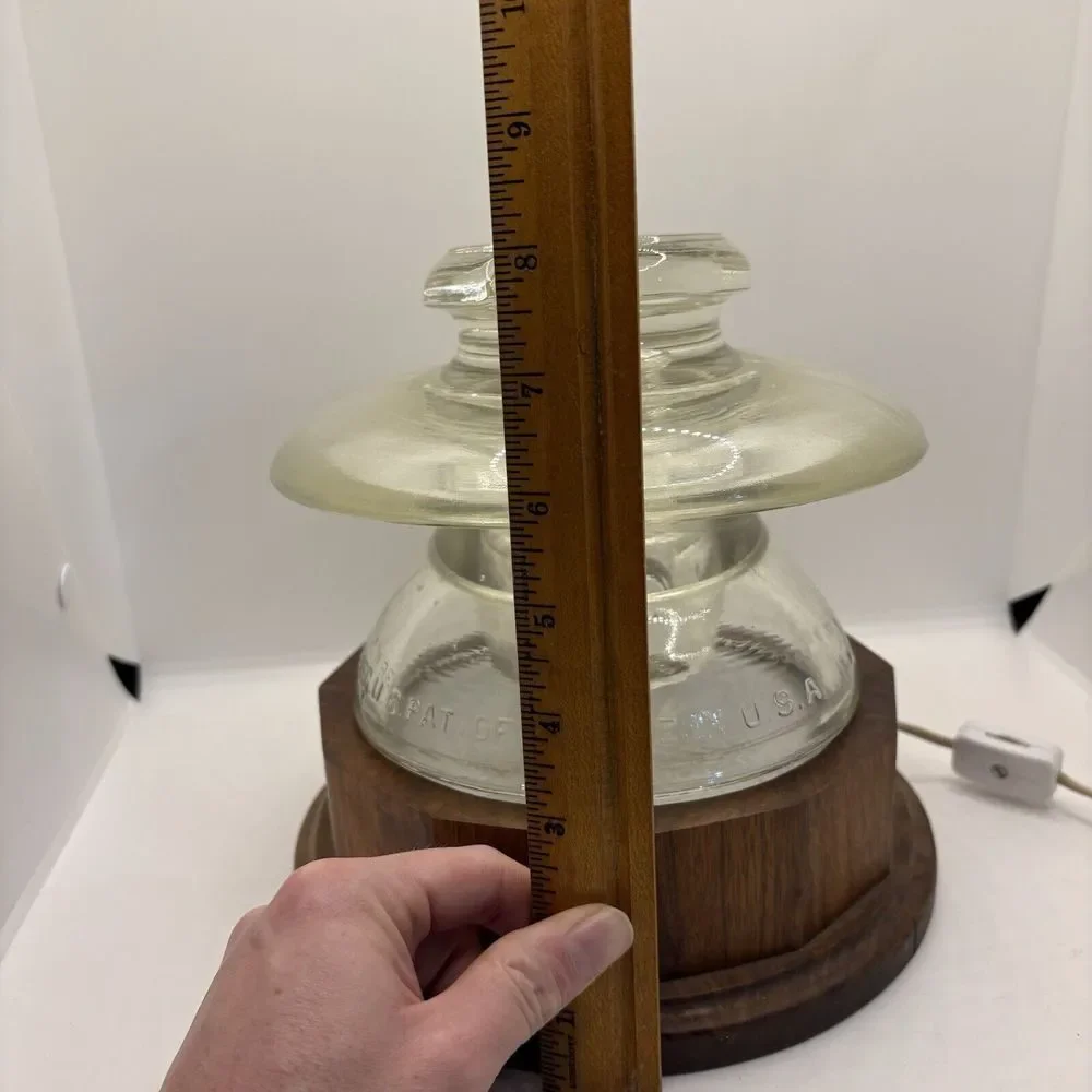 Vintage Corning Pyrex Lamp Leviton 271 120V 7W‎ Single Bulb Wooden Base USA